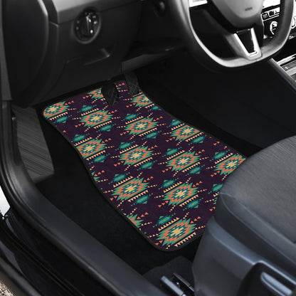 Navajo Geometric Style Print Pattern Car Floor Mats Front Back