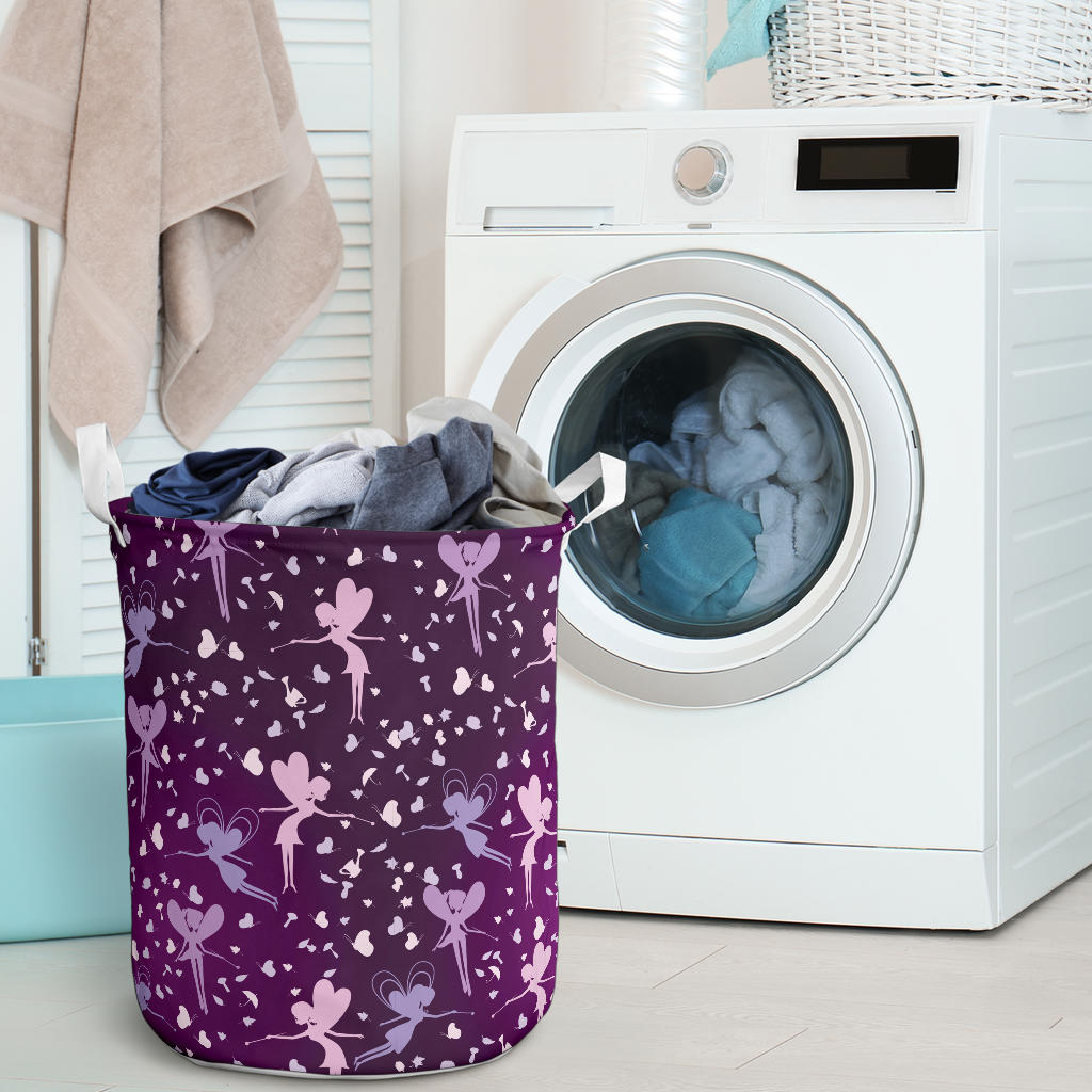 Fairy Pink Print Pattern Laundry Basket