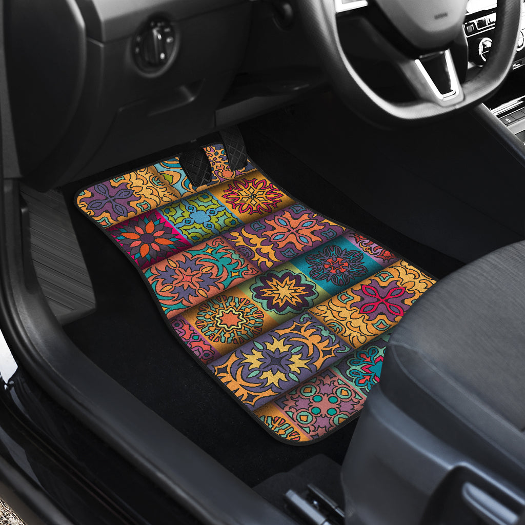 Mandala Style Design Print Car Floor Mats Front Back