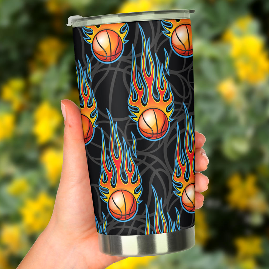 Basketball Fire Print Pattern Tumbler
