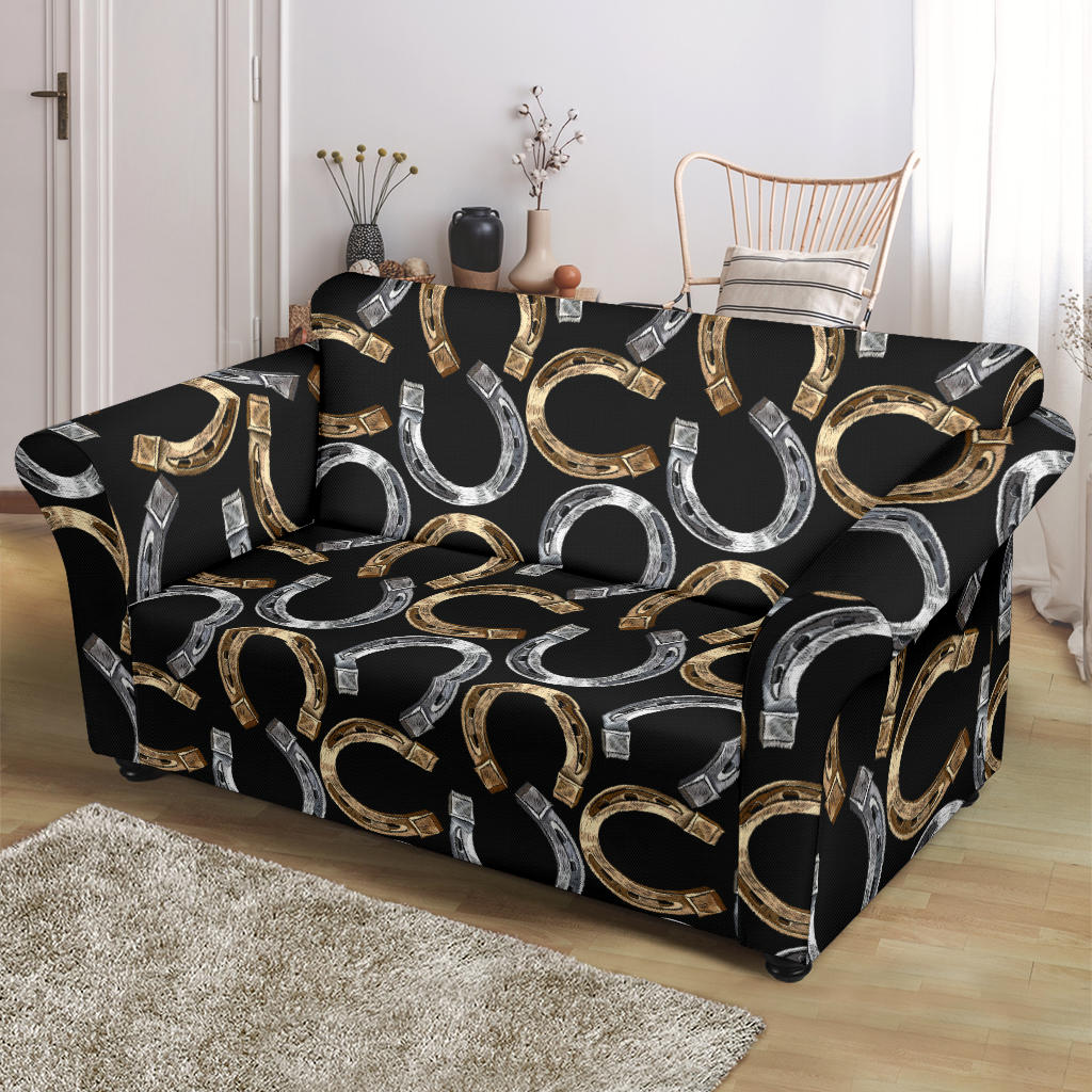 Horseshoe Print Design LKS305 Loveseat Couch Slipcover