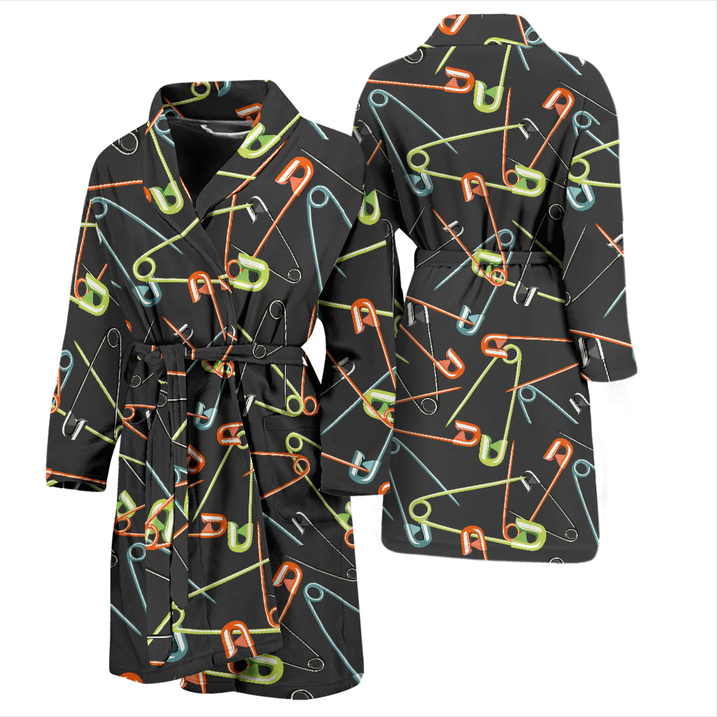 Safety Pin Print Design LKS301 Men Bathrobe