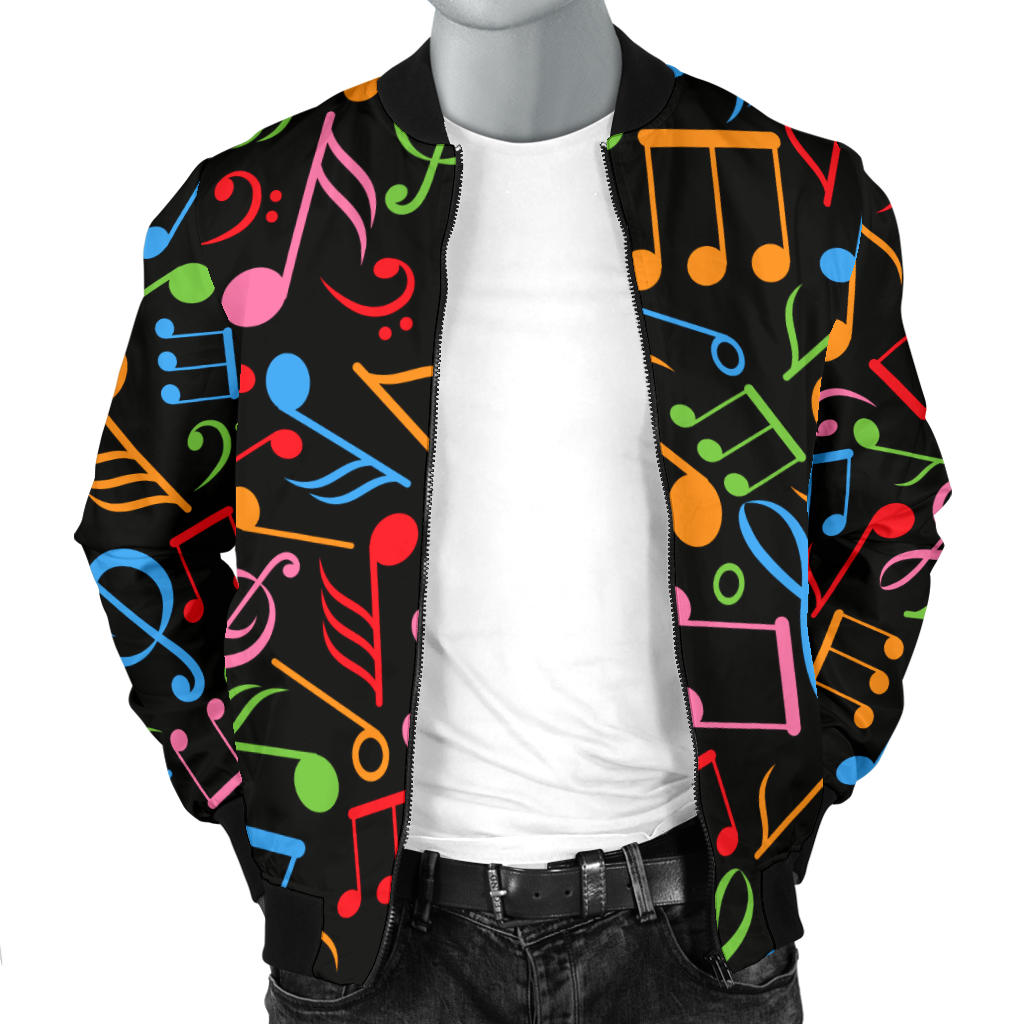 Music Note Colorful Themed Print Men Bomber Jacket