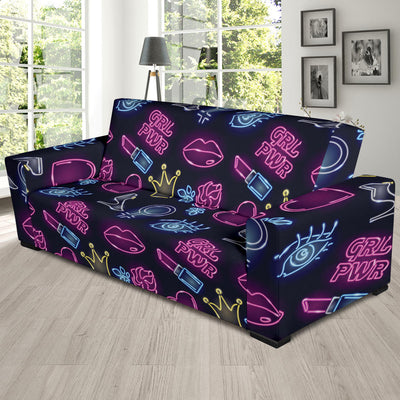 Lipstick Neon Pattern Print Design 02 Sofa Slipcover