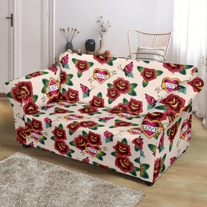 Tattoo Rose Print Design LKS302 Loveseat Couch Slipcover