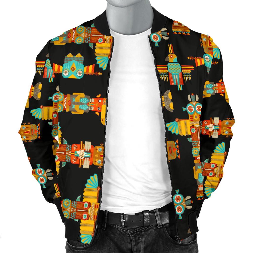 Totem Pole Cartoon Print Men Bomber Jacket