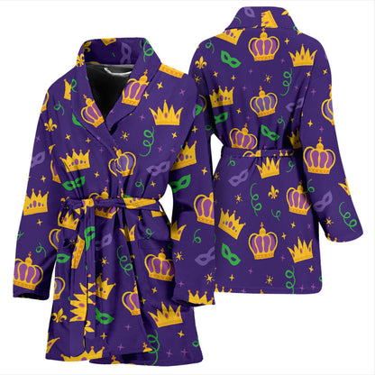 Mardi Gras Pattern Print Design 03 Women Bathrobe