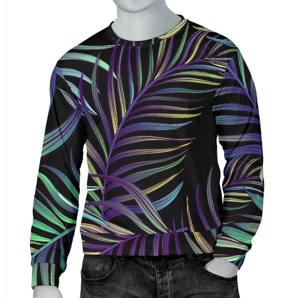 Tropical Palm Leaves Pattern Brightness Men Long Sleeve Sweatshirt