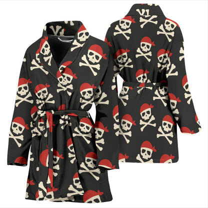 Pirate Pattern Print Design A04 Women Bathrobe