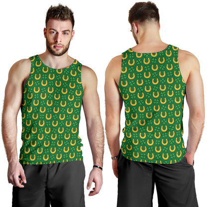 Shamrock Horseshoes Print Pattern Men Tank Top