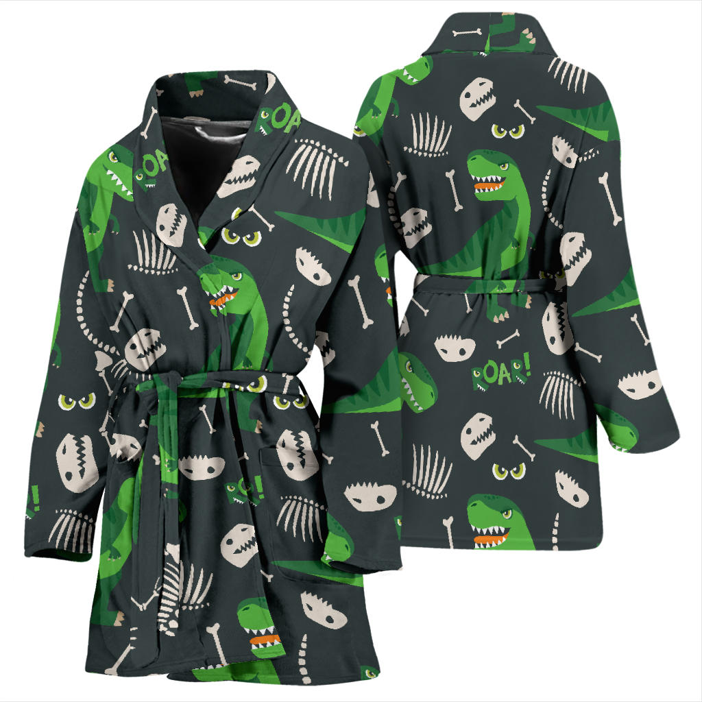 T Rex Pattern Print Design A05 Women Bathrobe