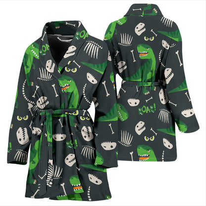 T Rex Pattern Print Design A05 Women Bathrobe
