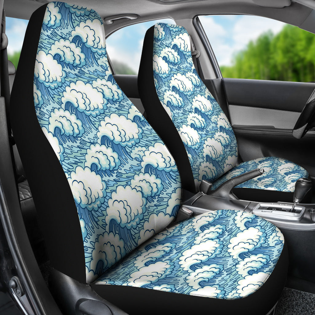 Wave Japan Style Print Design LKS304 Car Seat Covers
