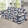 Patchwork Heart Flower Pattern Print Design 01 Sofa Slipcover