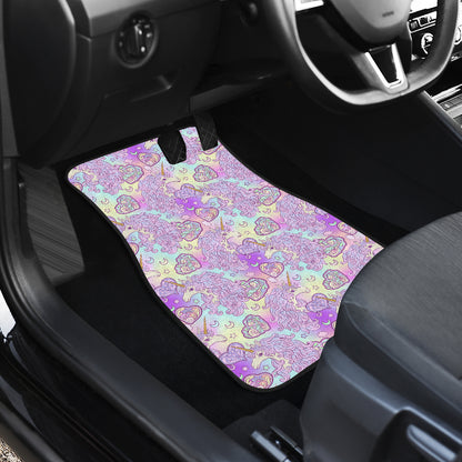 Unicorn Rainbow Star Heart Print Car Floor Mats Front Back