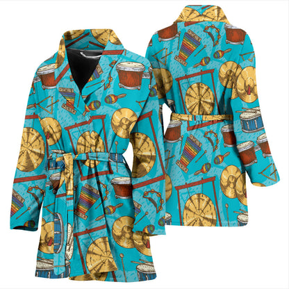 Percussion Pattern Print Design 03 Women Bathrobe