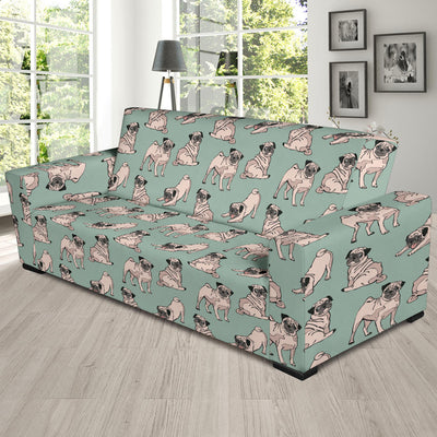 Pug Pattern Print Design A01 Sofa Slipcover