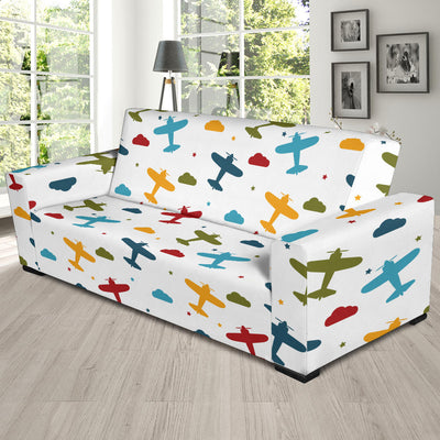 Airplane Pattern Print Design 06 Sofa Slipcover