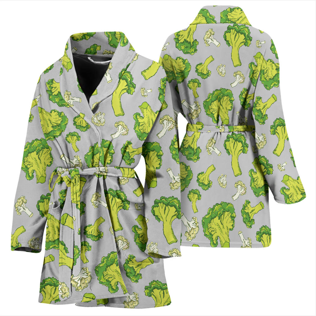 Broccoli Pattern Print Design 03 Women Bathrobe