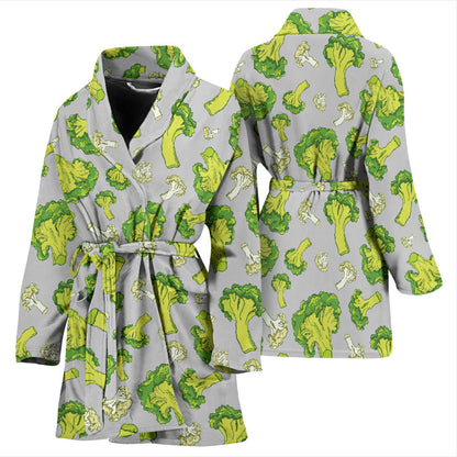 Broccoli Pattern Print Design 03 Women Bathrobe