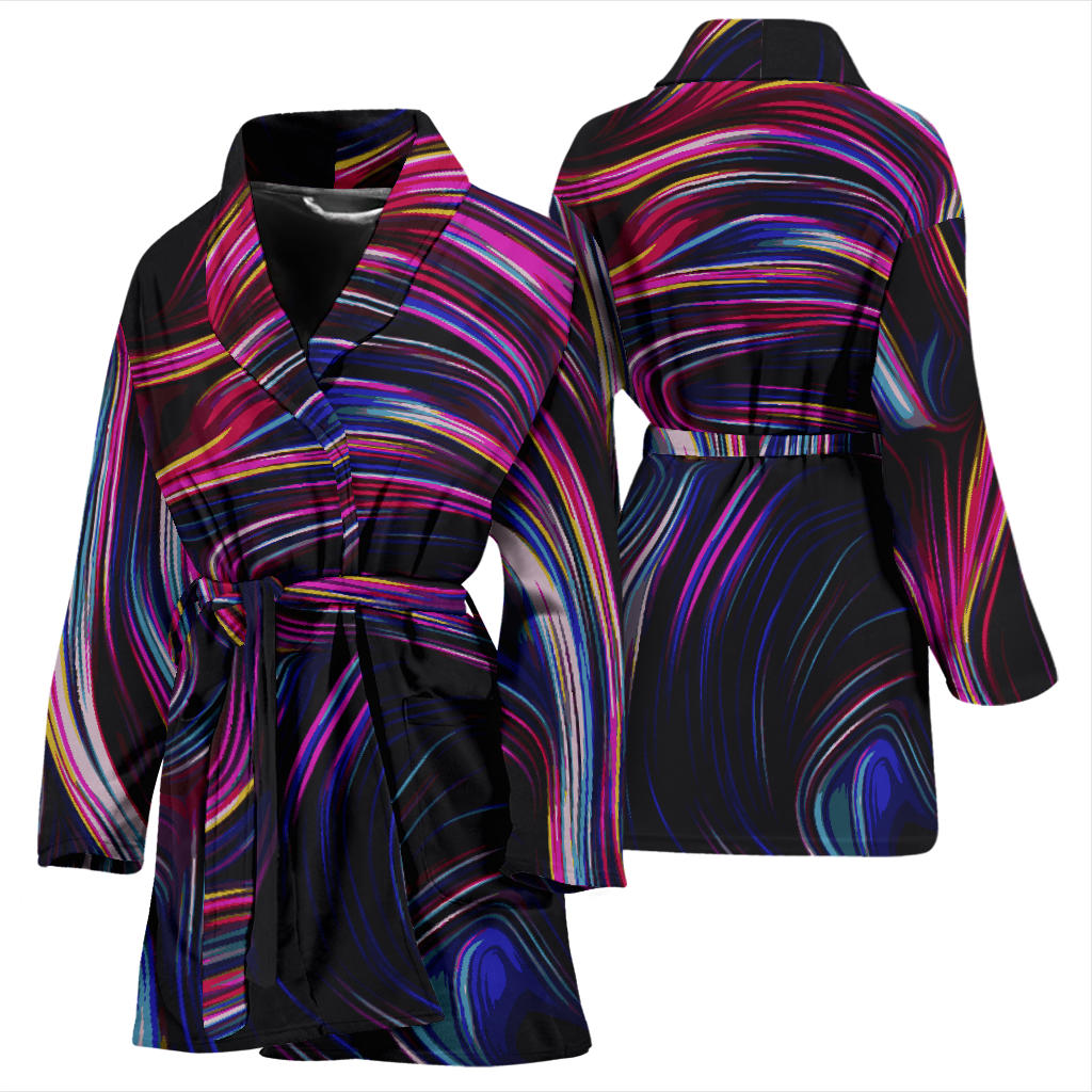 Liquid Pattern Print Design 01 Women Bathrobe