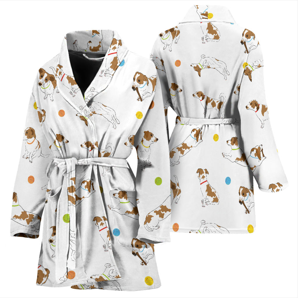 Russell Terriers With Balls Print Design LKS307 Women Bathrobe
