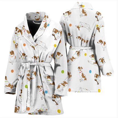 Russell Terriers With Balls Print Design LKS307 Women Bathrobe
