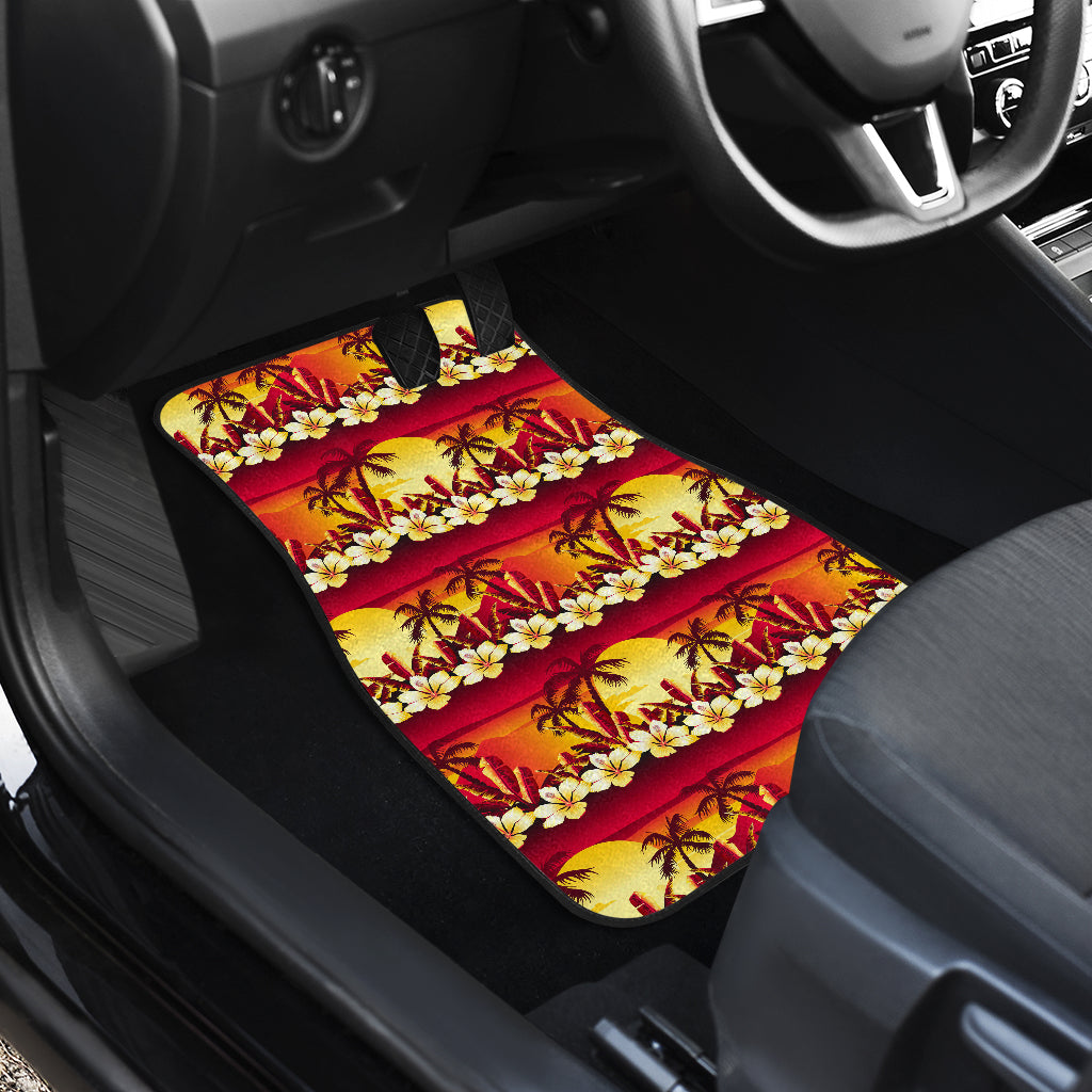 Hawaiian Tropical Sunset Hibiscus Print Car Floor Mats Front Back
