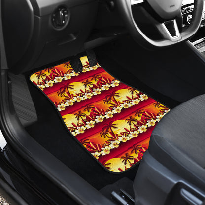 Hawaiian Tropical Sunset Hibiscus Print Car Floor Mats Front Back