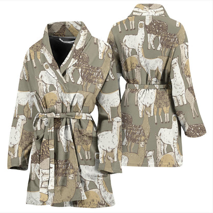 Alpaca Pattern Print Design 01 Women Bathrobe