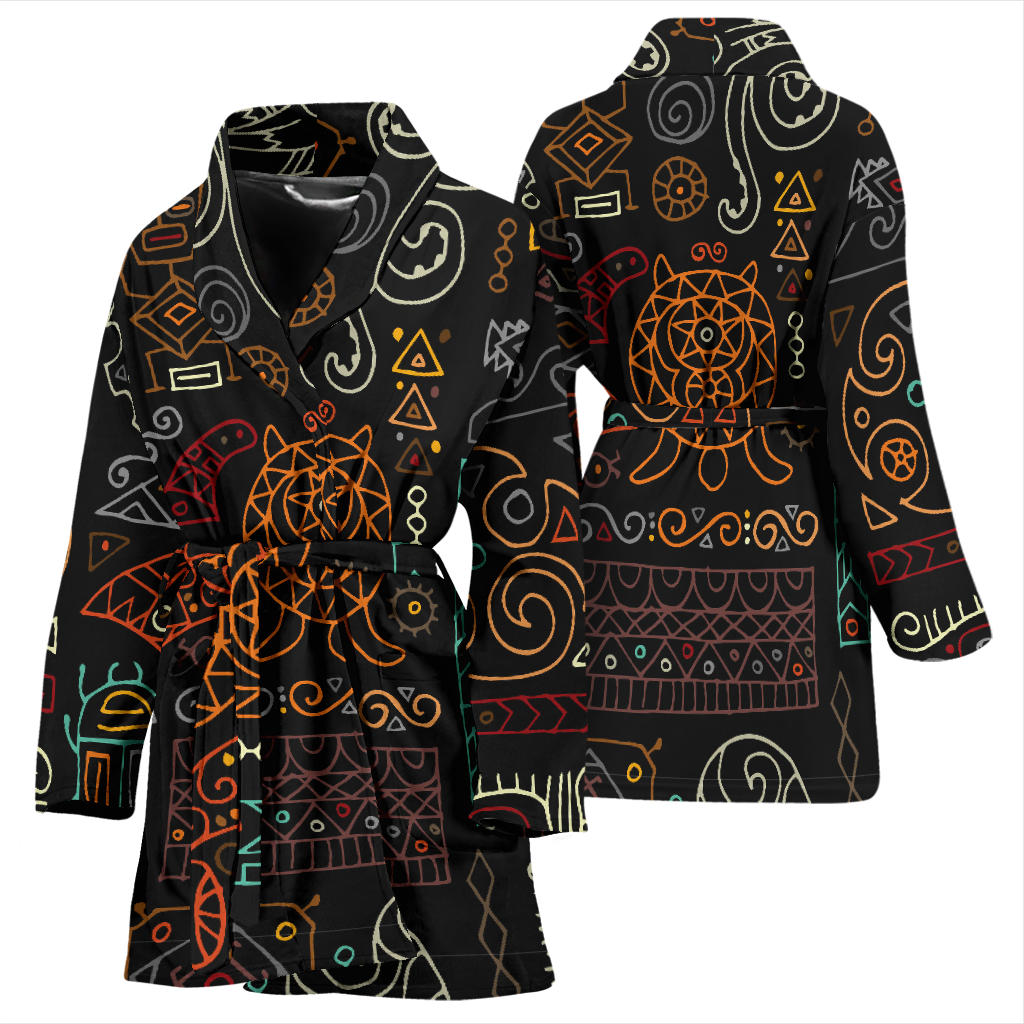 Polynesian Pattern Print Design A04 Women Bathrobe