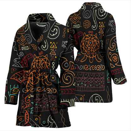 Polynesian Pattern Print Design A04 Women Bathrobe