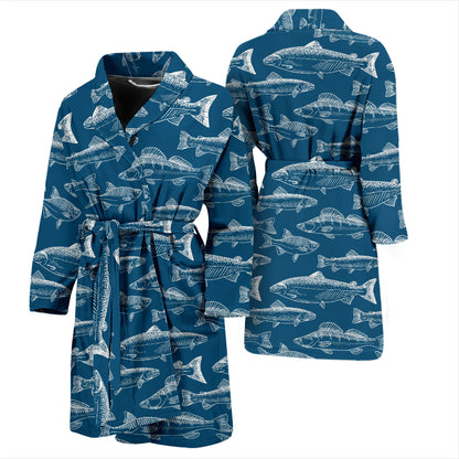 Salmon Fish Print Design LKS301 Men Bathrobe