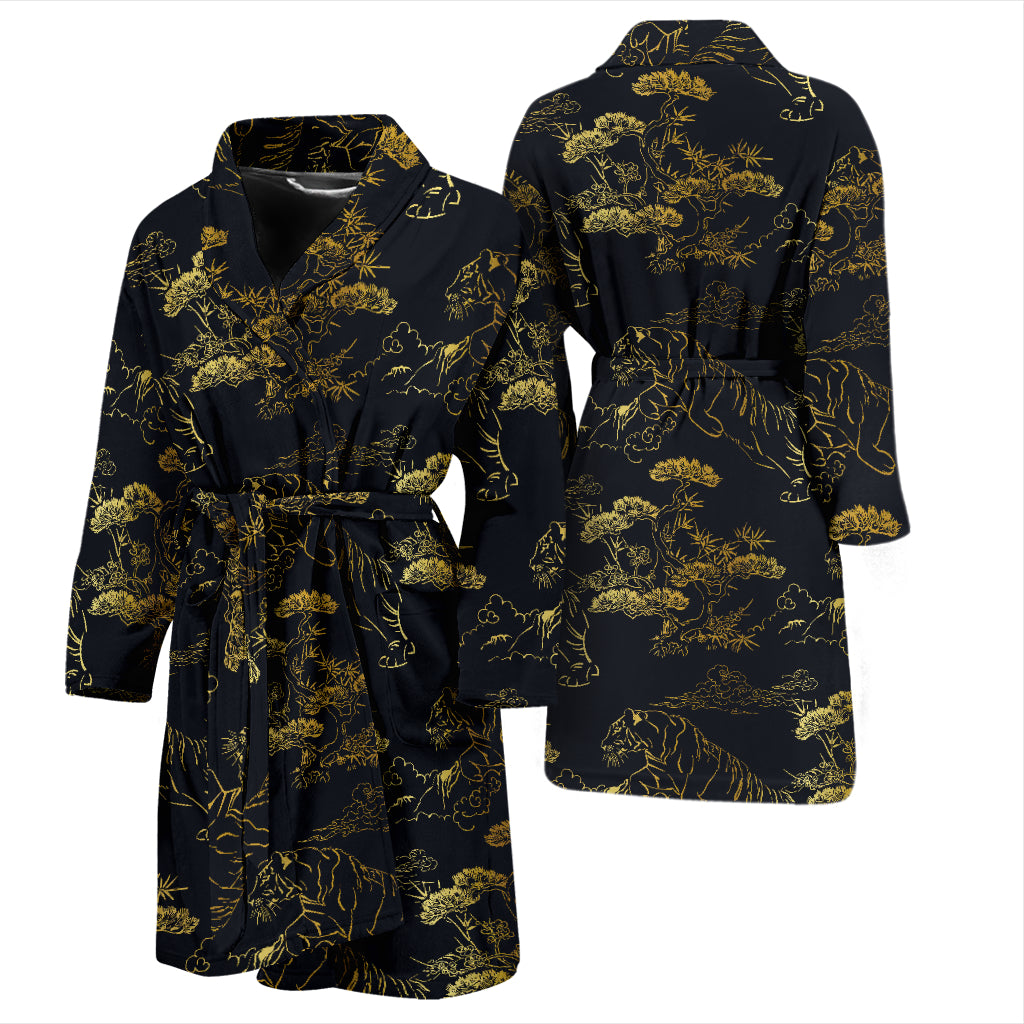 Tiger Japan Style Print Design LKS305 Men Bathrobe