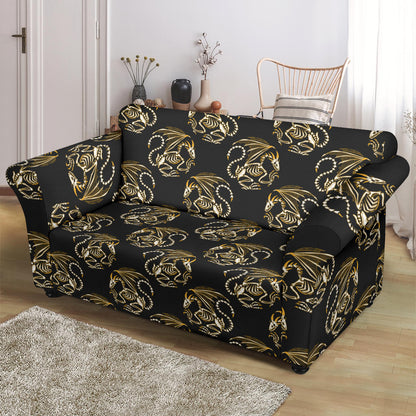 Skeleton Dragon Print Design LKS306 Loveseat Couch Slipcover