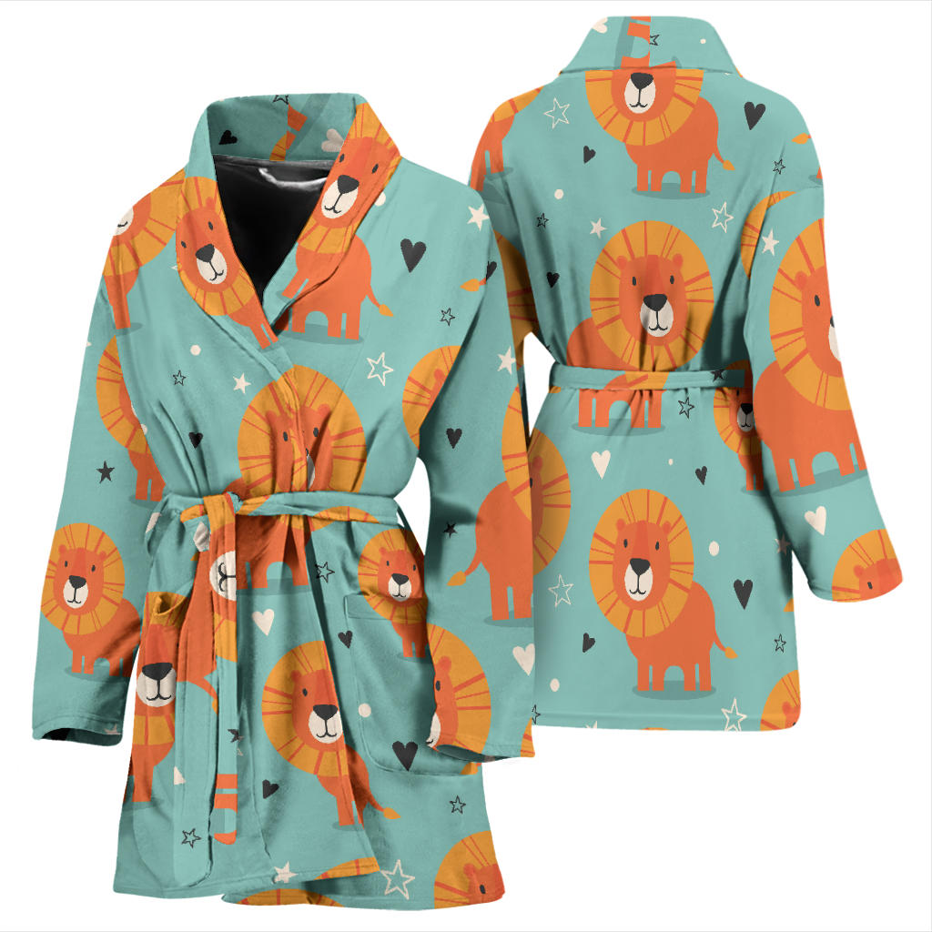 Lion Baby Pattern Print Design 03 Women Bathrobe