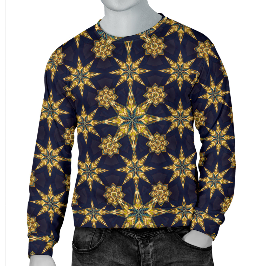 kaleidoscope Gold Print Design Men Long Sleeve Sweatshirt