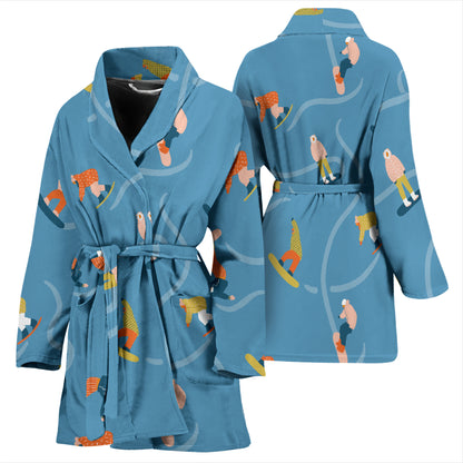 Snowboard Print Design LKS303 Women Bathrobe