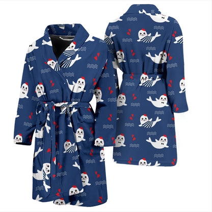 Sea Lion Print Design LKS403 Men Bathrobe