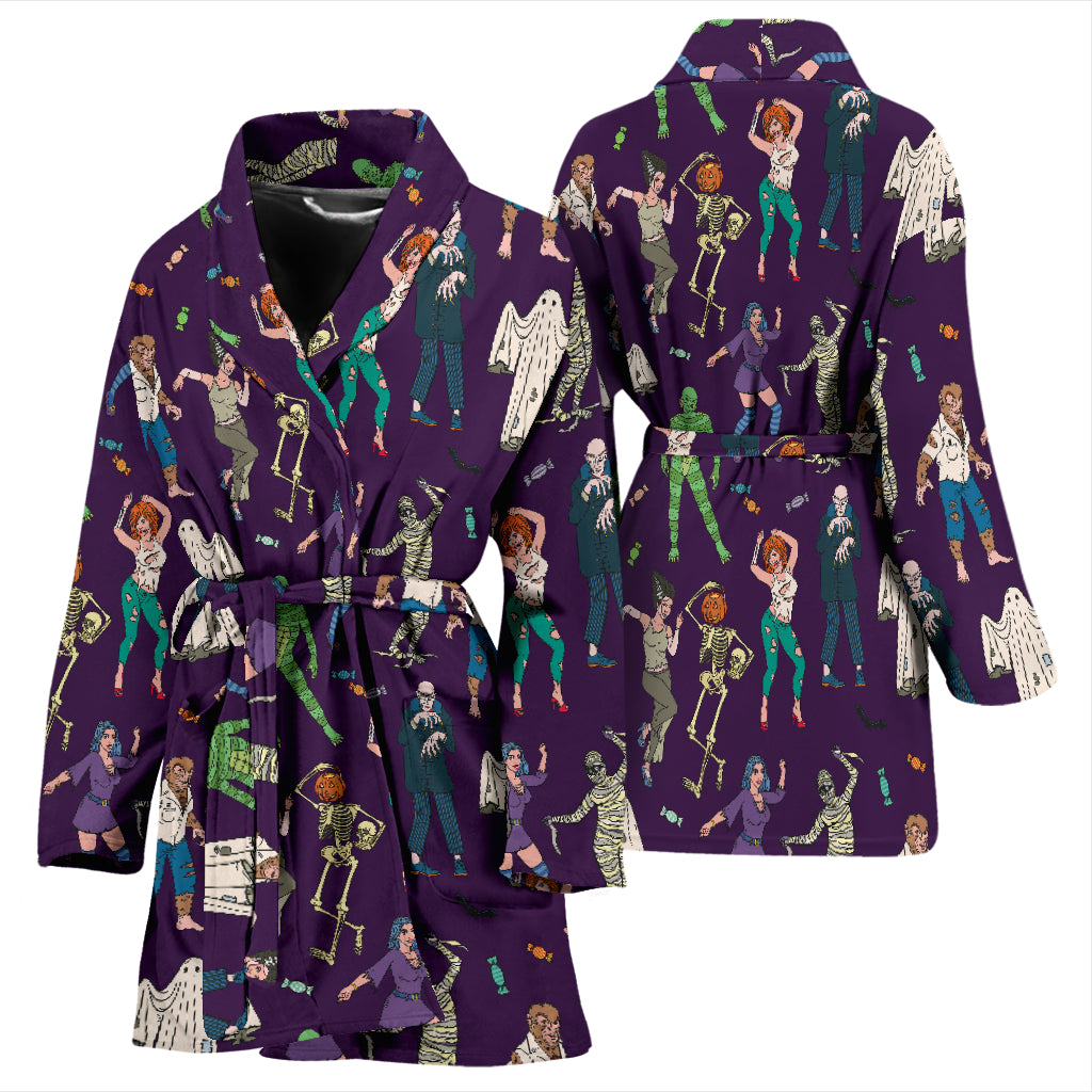 Creepy Zombie Print Design LKS302 Women Bathrobe