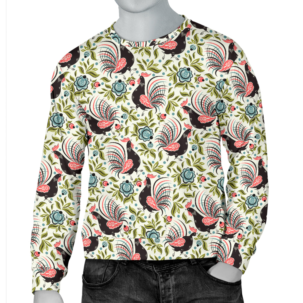 Rooster Print Design Men Long Sleeve Sweatshirt