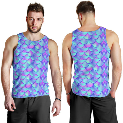 Mermaid Tail Design Print Pattern Men Tank Top