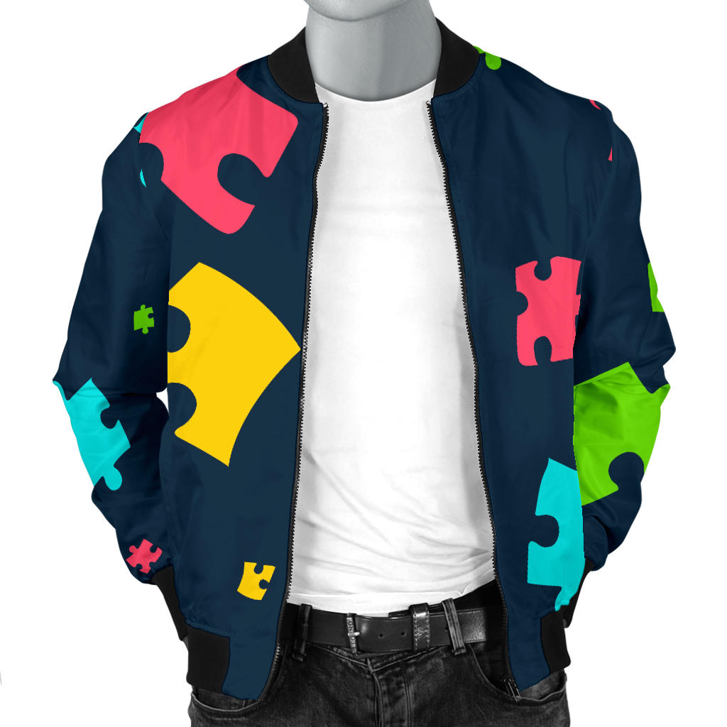 Autism Awareness Colorful Design Print Men Bomber Jacket