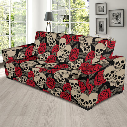 Skull And Roses Print Design LKS301 Sofa Slipcover