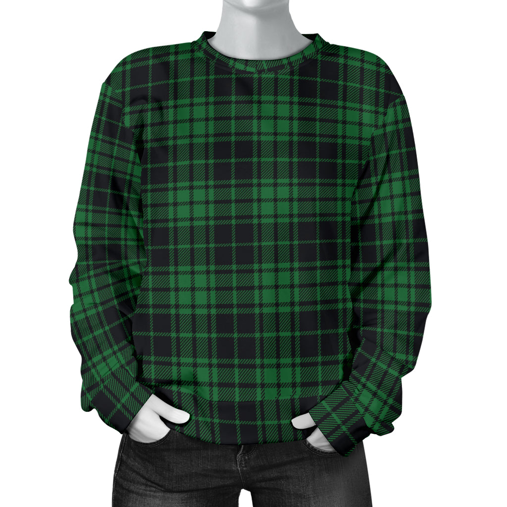 Green Tartan Plaid Pattern Women Long Sleeve Sweatshirt