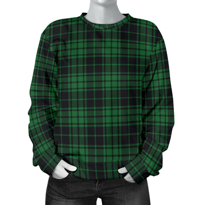 Green Tartan Plaid Pattern Women Long Sleeve Sweatshirt