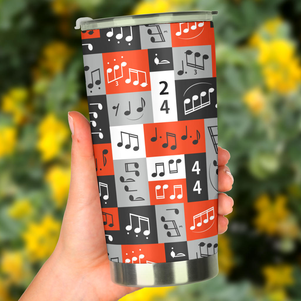 Music Note Design Themed Print Tumbler