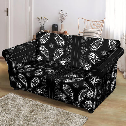Bandana Paisley Black Print Design LKS308 Loveseat Couch Slipcover
