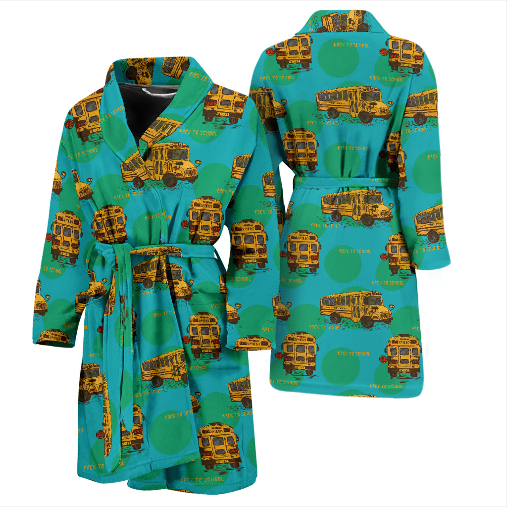 School Bus Print Design LKS308 Men Bathrobe