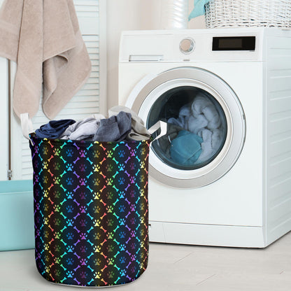 Paw Rainbow Print Laundry Basket